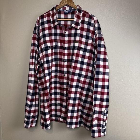 Indian Motorcycle Flannel Shirt 3XL Red Plaid Authentic Excellent - Picture 2 of 16